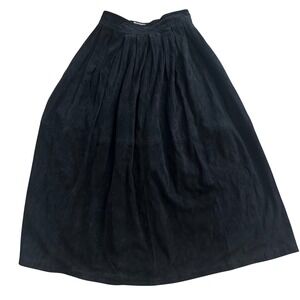 LINA LEE Black Suede Pleated Midi Skirt Beverly Hills New York Size 36